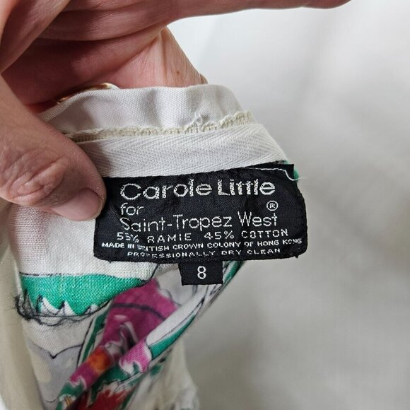 Vintage Carole Little Saint-Tropez West Tropical Print Skirt‎ 70s 80s Tiered 8 - Picture 3 of 15
